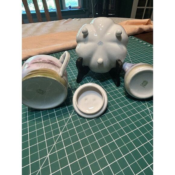 Vintage Noritake Hand Painted Sugar & Creamer Set With Scenic Dish - Picture 4 of 7